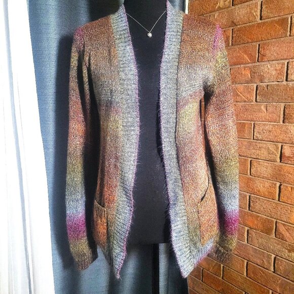 American Rag Cie Ultra Soft Multicolored Open-Front Long Sleeve Cardigan - Sz S - Picture 1 of 11